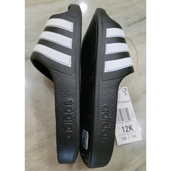 Adidas Adilette Aqua Slides Size 12K Black NWT - Picture 7 of 10